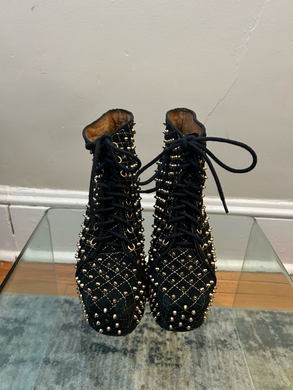 Jeffrey Campbell Studded Lace-Up Ankle Booties